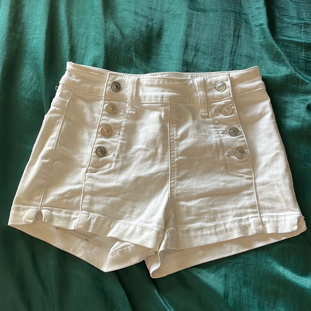White high waist jean sailor shorts